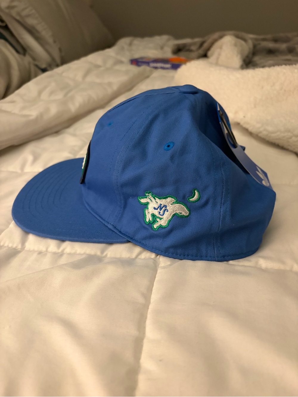 adidas Bright Blue Cap with Green Logo Patch - Picture 2 of 5